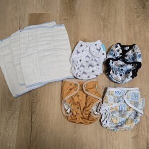One Size Diaper Cover Lot With Osocozy Cotton Prefolds